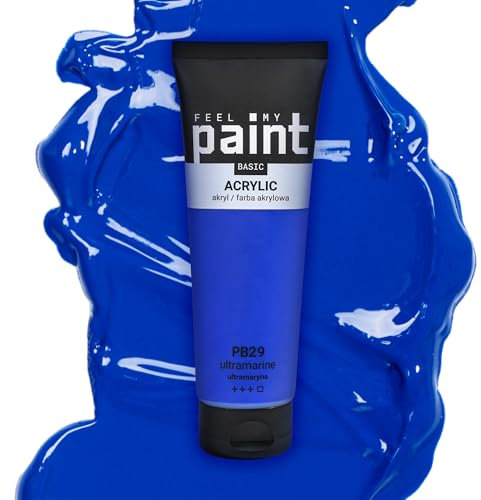 FeelMyPaint Peinture Acrylique Bleu Outremer – 120 ml couleur artistique hautement pigmentée pour toile, papier, tissu, bois, verre, céramique, métal, pierre