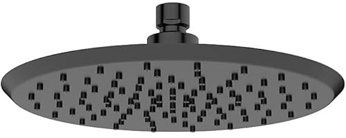 AquaCraft Pommeau de douche rond 225 mm I Douche à effet pluie noir mat I Pommeau de douche économique 9 l/min I Douche de tête Easy‑to‑clean ABS I Orientable I Élégant pommeau de douche avec raccord