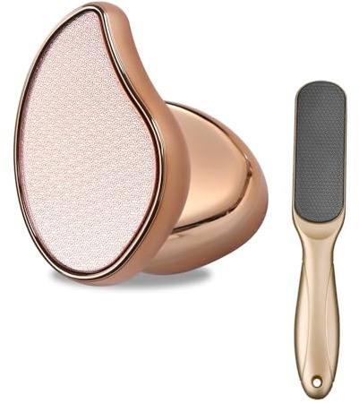 XFSRG Removedor De Callos De Nanovidrio 2 En 1 Lima De Pies Y Removedor Callos Diseño Elegante Para Pies Suaves Y Saludables (Oro rosa)