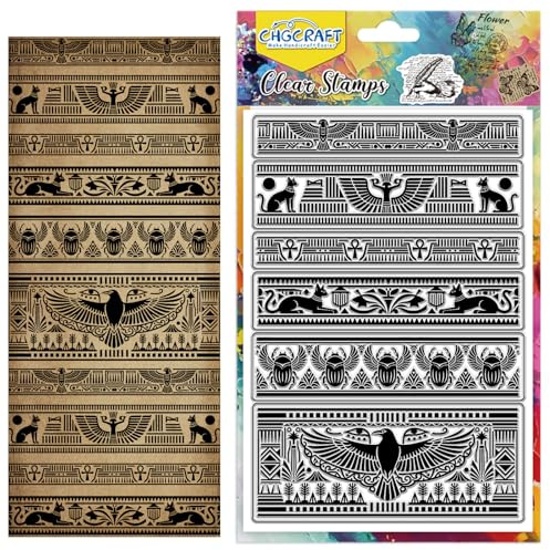 CHGCRAFT Clear Stamps Egyptian Lace Pattern 6.3×4.3 Inch