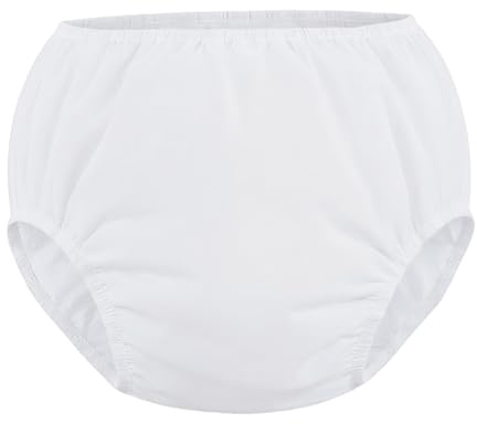 Auslaufsichere Windelüberhose für Erwachsene, Kunststoff Sicherheitshose, wasserdichte PE Unterwäsche für Inkontinenz und ältere Menschen, weiß, M