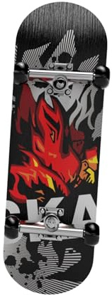 F Fityle Fingerboard per Collezionisti, Giocattolo di Intrattenimento, Mini Skateboard per Ragazzi, Fiamma Nera