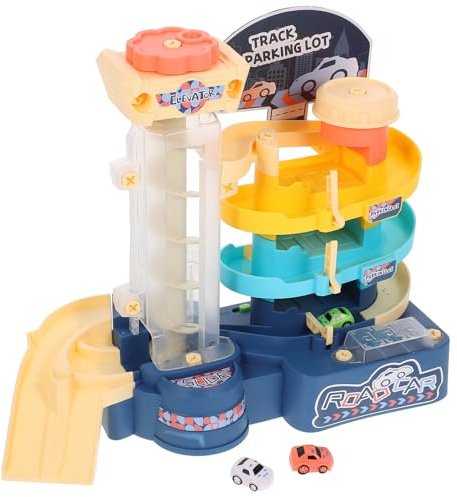 FUNNETOYU Garage de Parking Électrique Garçon et Filles 3 Niveaux en Plastique Robuste Circuit Voiture, Modèle Stationnement pour Garçons et Filles, de Dessin Animé Compatible Salon