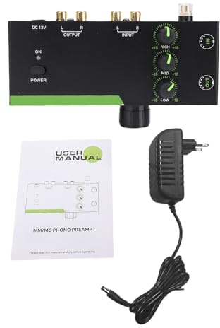 Vroomoto PH-3EQ Preamplificador de Fono MM MC Interfaz de Sonido con Ajuste Alto, Medio y bajo Conexión Balanceada XLR Salida Circuito bajo Ruido para Audiófilos y Entusiastas (Enchufe Europeo)