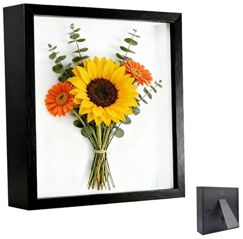 Cadre Photo 3D, 30 X 30 Cm Cadre Photo Profond À Remplir, avec Plaque Acrylique Transparente, Cadre Objet 3D Profond 3cm, Cadre Profond en Bois, Vitrine Carré Profond, pour les Bureaux, Noir