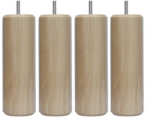 MARGOT 3700527816166 Caméléon Cylindre Lot de 4 Pieds de lit Bois Vernis naturel Hauteur 15 cm