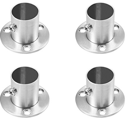 uxcell Wardrobe Pipe Bracket, 22mm Dia, Wall Mount Hanging Rail Rod Support Socket 4pcs