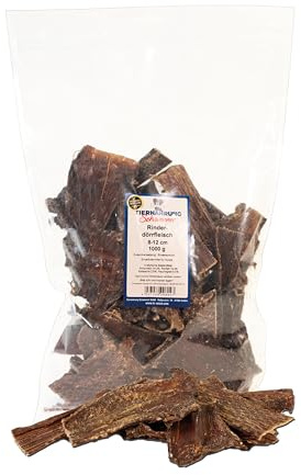 Tiernahrung Schwenner Rinderdörrfleisch für Hunde - 8-12 cm leckere Kaustangen - Hundeleckerli aus Trockenfleisch - 1000g Hundesnack