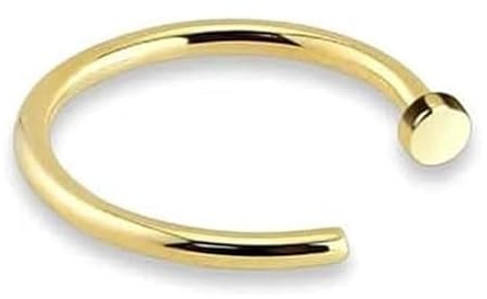 Anelli in vero oro 585, per il corpo, per il naso, per il naso, in vero oro 585, diametro 10 mm, intimo trago, Helix setto, alla moda, moderno e stravagante, 0,8 mm
