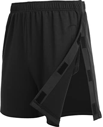 Deyeek Pantalones cortos unisex de algodón atlético con cierre a presión para después de la cirugía, recuperación de cadera, pantalones de repuesto con bolsillos