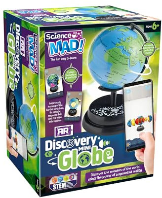 Science Mad - AR Discovery Mini Globe For Kids - Learn About Planet Earth, Wonders of World, Continents and Solar System - Features Augmented Reality App, Globe and Stand, 6+ Years