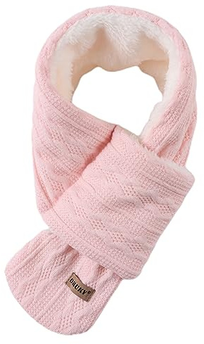 OMUKY Kids Scarf Fleece Warm Knitted Scarves for Girls Boys Toddler Cold Weather Soft Neck Warmer(Pink,6-12 Years)