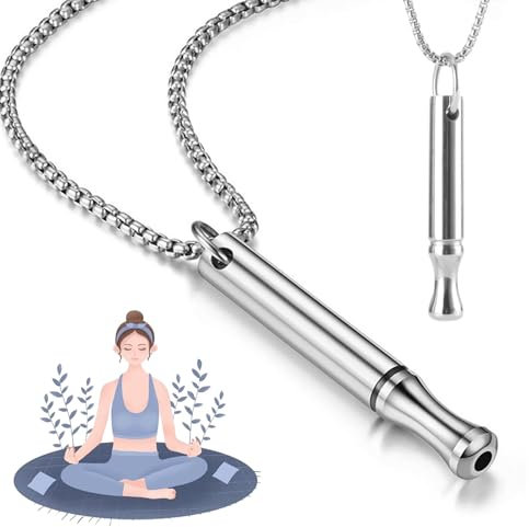 Lithyc 2er-Pack Atemhalskette, Stressabbau-Halskette,Angsthalskette,Achtsame Halskette, Atemhalskette Aus Edelstahl, Meditation für MäNner und Frauen Zur Linderung Von AngstzustäNden