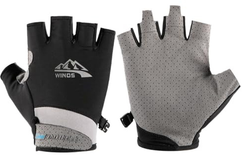 SUJAYU Gants de protection UV pour homme et femme – Gants de conduite, de pêche, de voile, de kayak, de pagaie, d'aviron, gants de protection solaire (noir, taille L)