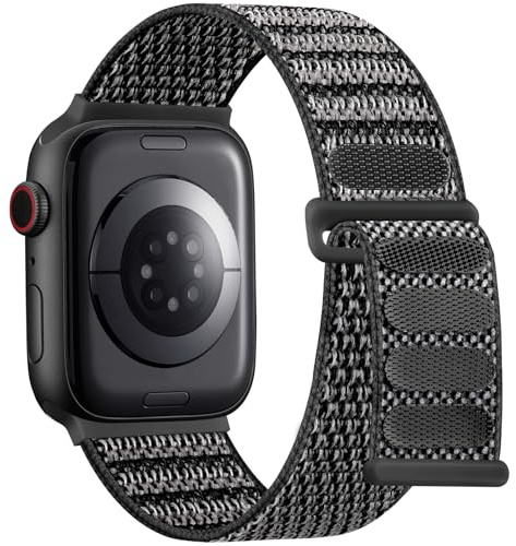 Lenrao Sportloop kompatibel med Apple Watch-band för kvinnor män 40 mm 41 mm 42 mm 38 mm, mjuka andningsbara nylonarmband för iWatch Band serie 11/10/9/8/7/6/5/4 SE 3/2/1 svart grå