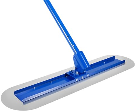 Truelle Professionnelle en Acier Inoxydable pour Lissage de Béton avec Manche Télescopique - Outil de Construction Léger pour Chantiers et Routes (Blanc Bleuté)