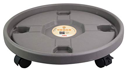 Lot de 2 bacs à plantes avec roulettes, support rond robuste à roulettes, plateau mobile épais en plastique avec soucoupe à rouleau, pot de fleurs facile
