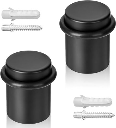 ECENCE Fermaporta da pavimento per avvitare 2 Pezzi Ferma Porta in acciaio inossidabile Ø30x40mm Protezione delle pareti Nero inclusivo viti e tasselli
