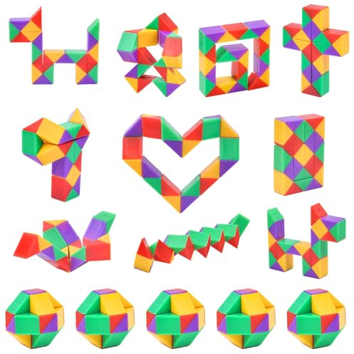 Ainiv Serpiente mágica, 15PCS 24 Segmentos Magic Snake Cube, Magico de Serpiente Juguete de Rompecabezas, Serpiente Magic Snake para Regalos Cumpleaños Niños Colegio Detalles Cumpleaños