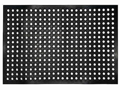 Nexboraque Anti Fatigue Rubber Floor Mats, 24 x 36 Inch Non-Slip Restaurant Mat Door Mat Drainage Mat for Indoor Outdoor Wet Area, Pool Entry, Garden - Black