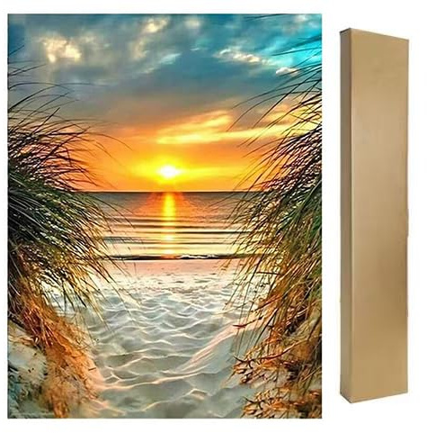 DCIDBEI Diamantmålning, hav och strand, 40 x 50 cm, med förpackningslåda | Diamantmålningsbilder strand och hav pyssel vuxna pärlor bilder solnedgång diamantmålning landskap natur