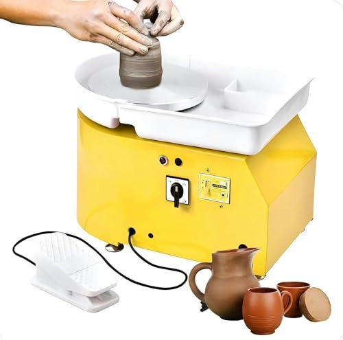 Macchina per tornio da ceramica da 25 cm, macchina per tornio da ceramica elettrica da 350 W, macchina per tornio da ceramica a velocità regolabile con utensili per scultura, per l'arte dell'argilla