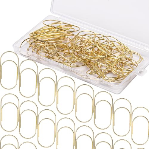 Clips,Clip de Papel Conjunto de Clips de Oficina Grande Clips de Carpeta,Clip de Metal,Pinzas Papeleria,Clips de Dibujo para Oficina y Organización de Documentos Personales,Oro 50 Piezas