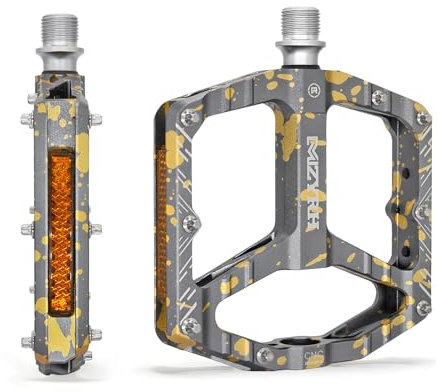 MZYRH Mountainbike-Pedale, MTB-Pedale, 9/16 Zoll (9/16 Zoll), rutschfest, leicht, Aluminiumlegierung, Fahrradpedale für Rennrad, Mountainbike, BMX, MTB (Camouflage-Gelb)