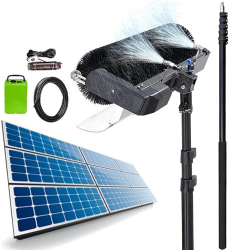 Macchina per La Pulizia di Pannelli Fotovoltaici con Asta Lunga - Spazzola A Rullo Elettrica Professionale per La Pulizia di Vetri, con Batteria da 26 Ah, 4 Ore di Pulizia Continua,7.5m