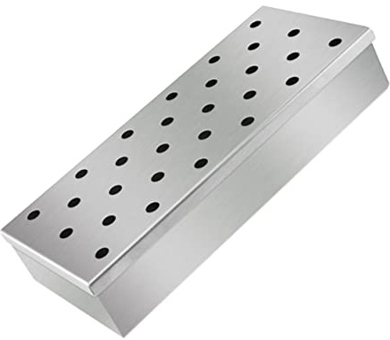 UKCOCO Caja Para Fumar De Acero Inoxidable Para Barbacoas Caja Para Astillas De Madera Para Parrilla De Barbacoa Para Ahumador De Leña