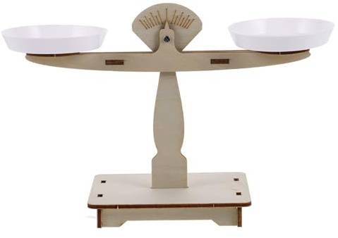 Milisten Wooden Balance Scale Toy Stem Science Kit for Kids Early Childhood Education, Retro Math Weighing Scale Weights for Classroom and Home Learning