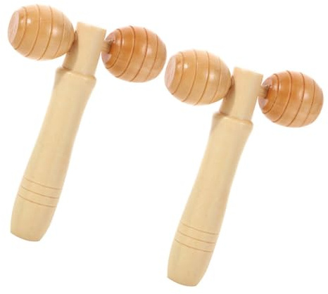 SAFIGLE 2piezas Martillo de Masaje de Madera Rodillos de Masaje Manuales para Espalda Pies y Cara Rodillos Incluidos para Relajación
