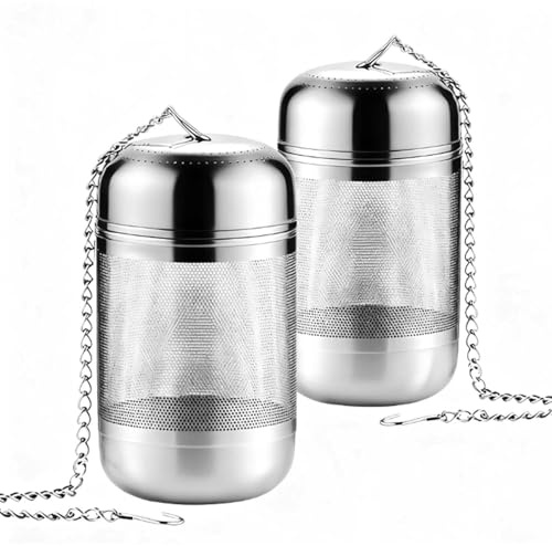 Colino da Tè per Tè Sfuso, 2 Pezzi Filtro da Tè in Acciaio Inox con Maglia Fine e Catena, per la Maggior Parte delle Tazze da Tè e Ciotole da Tè