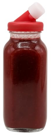 kitchentoolz Red 16oz Glass Salad Dressing Shaker – Dressing Container Glass Bottle with Silicone Non-Metal Lid for Homemade Sauces & Dressings