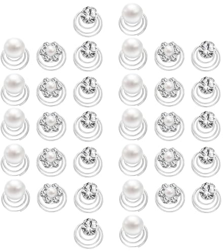 DECOMELODY Lot de 60 Pinces à Cheveux Spirales Fleurs Strass et Perles, Accessoires Capillaires Légers pour Femmes et Adolescentes, Mariage, Bal, Coiffure Élégante et Tenue Sûre