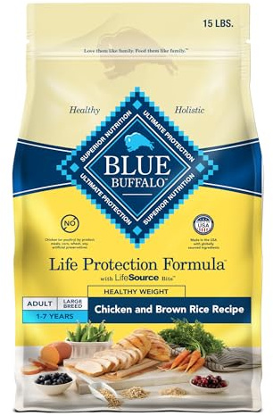 Blue Buffalo Life Protection Formula Natural Adult Healthy Weight Dry Dog Food, Chicken and Brown Rice 15-lb