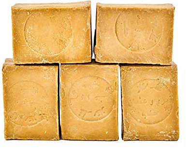 Aleppo Seifen Paket Basic 5 Stück 95% Olivenöl 5% Lorbeeröl original Olivenölseife Haarseife vegan handgemacht Naturseife Seife ca. 900-950 Gramm je Paket