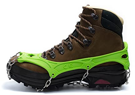 Hillsound FreeSteps6 Crampon, Ice Cleat All-Purpose Traction System for Packed Snow & Ice Conditions, Green, Large