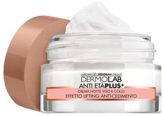 Dermolab - Crema Viso Notte Antiage Plus, per Pelli Mature 60+, con Acido Ialuronico, Tonifica e Rassoda la Pelle con un Effetto Lifting, Leviga le Rughe, 50 ml