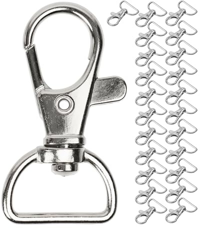 Nyckelring krokar 24 pack, 15 mm bredd, med 360 ° graders roterande ring, små karbinhakar, nyckelringar för väskor, smycken och nycklar, D-ring Svängbara spännen, Hemmaprojekt, DIY, Pyssla, Reparation