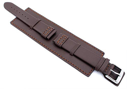 Sulla 20mm Uhrenarmband Für Militäruhren Bund Style mit Unterlage dunkel braun