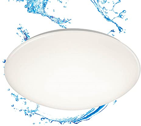 Trango 3105 IP44 LED Badleuchte 43cm Ø in Weiß aus Acryl mit CCT Farbtemperatur-Steuerung 3000K 4000K 6000K (durch ON/OFF Lichtschalter) *NOAH* inkl. 20 Watt LED Modul Deckenlampe, Außen Wandleuchte