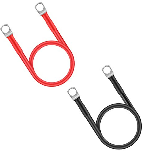 HO2NLE 2 Cavi Batteria 16mm² 5AWG 30cm Cavo di avviamento Batteria Auto con terminali Cavi Inverter Alimentazione in Rame per Moto automobilistico Camper