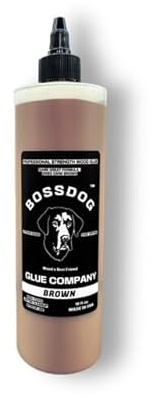 BOSSDOG Brown Wood Glue, Strong Bond, Fast Drying, Cutting Board Safe, Dries Dark Brown, Carpentry Projects, DIY Home Repair, Woodworking, Furniture Repair. Large Bottle, Made by a Maker, for Makers