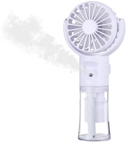 Portable Electric Handheld Fan with Water Mist Spray, Mini USB Hand Fan Rechargeable with 4 Speed, Battery Powered Small Fan Handheld for Holiday Office Outdoor, Travel Accessories for Women (White)