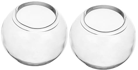 ibasenice 2 PièCes Mini Aquarium en Verre Rond Bocal À Poissons Rouges DéCoratif pour Maison Miniature Et Jouet ÉDucatif pour Enfants