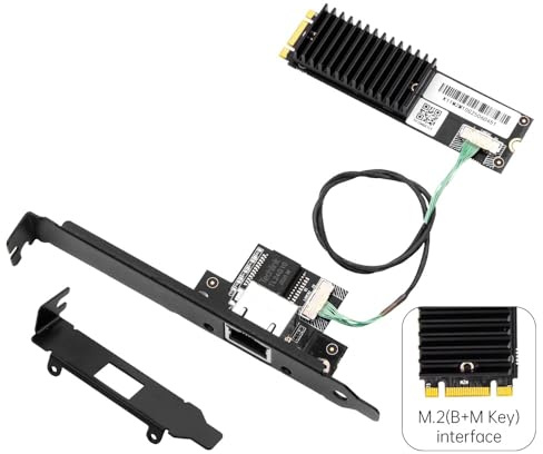 FENVI 10G Ethernet Card 10Gb AQC113 Ethernet Network Adapter M.2 B+M NIC with 10Gbe RJ45 Port, Compatible 5G/2.5G/1G for Windows 10/11, Server & Linux,Marvell AQC113 Controller Support NAS and Desktop