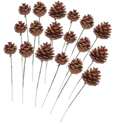 Toyvian 30pezzi Pigne Naturali su Steli Metallici per Decorazioni Natalizie Ornamenti di Pigne Rami di Pino Finti per Ghirlande e Alberi di Natale