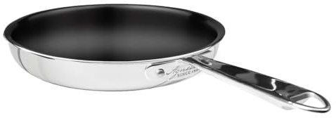 Pentole Agnelli 1907 Padella Antiaderente Alu-Inox 2-Ply con Manico in Acciaio Inox, Compatibile con Induzione - 28 cm