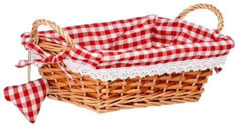 Premier Housewares Rectangle Willow Basket with Gingham Lining - Red